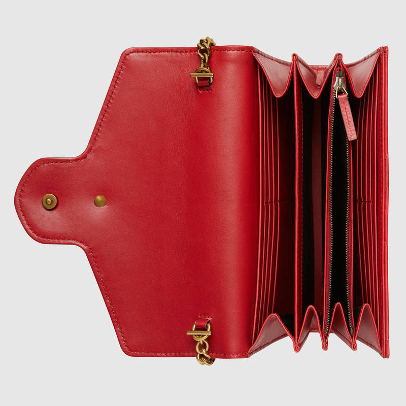 474575 GUCCI GG Marmont系列 絎縫皮革 迷你鏈條手袋 芙蓉紅