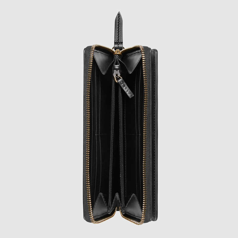 438296 Gucci Signature系列 熱壓皮革 全拉鏈式皮夾 黑色