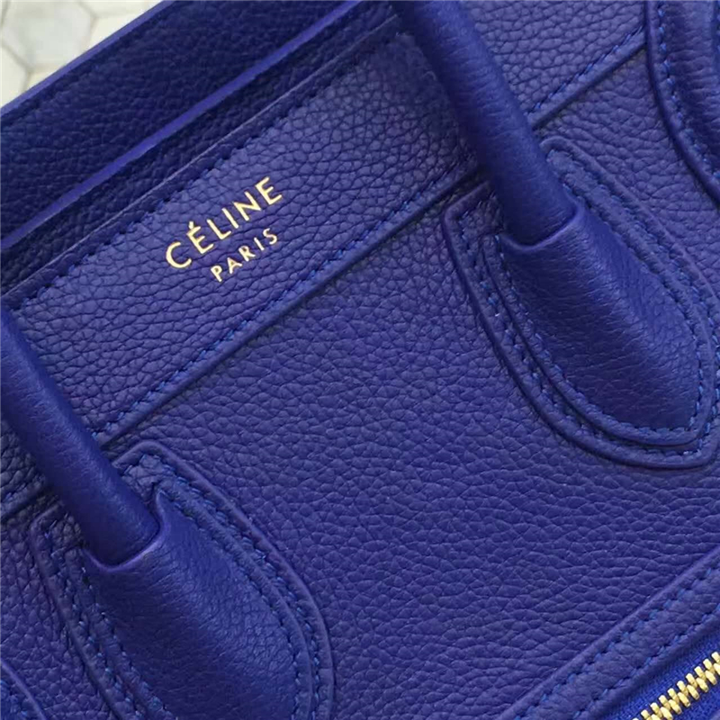 2017賽琳 celine笑臉包 囧臉包真皮 中號(hào) 頭層牛皮 翅膀手提包 寶藍(lán)色