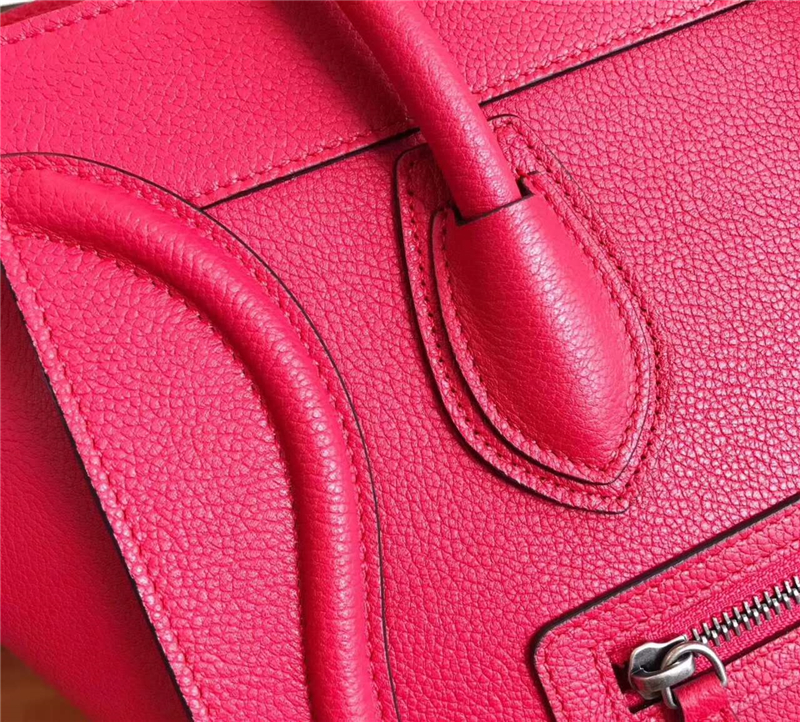 2017賽琳 celine笑臉包 囧臉包真皮 中號 頭層牛皮 翅膀手提包 玫紅色