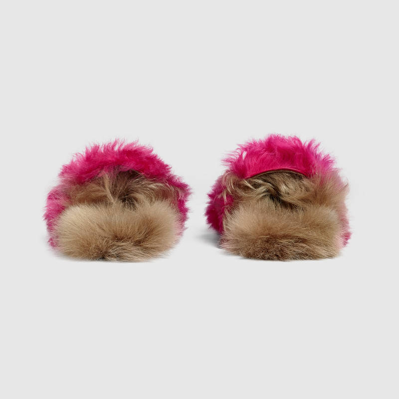 480064 GUCCI Princetown系列 美利奴羊毛 馬銜扣 拖鞋 紫紅色