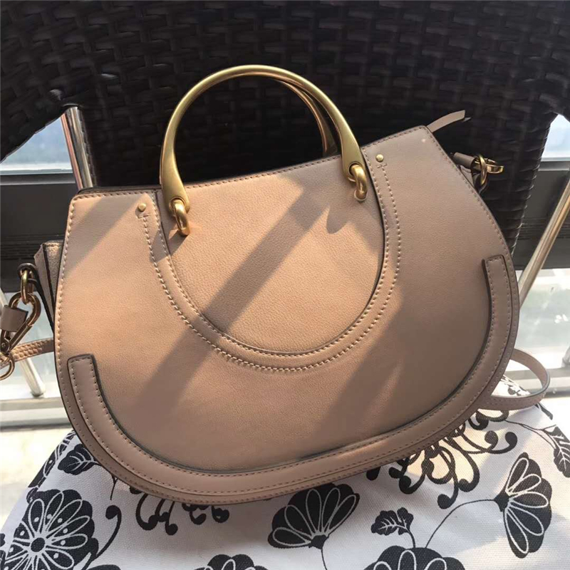 Chloe 蔻依 17新款 Pixie大號女包 牛皮拼磨砂 手提肩包 卡其
