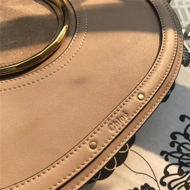 Chloe 蔻依 17新款 Pixie大號女包 牛皮拼磨砂 手提肩包 卡其