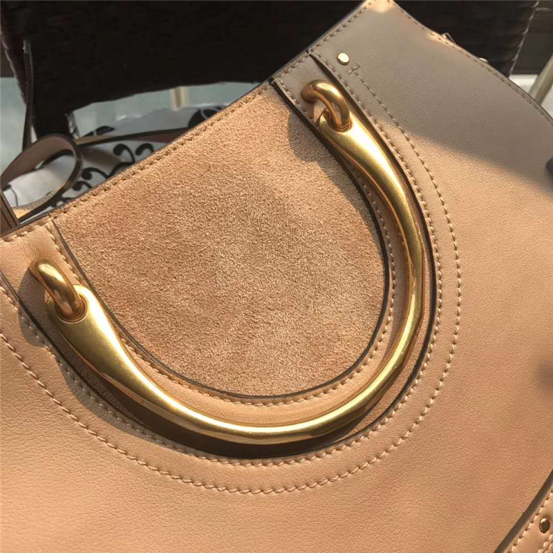 Chloe 蔻依 17新款 Pixie大號女包 牛皮拼磨砂 手提肩包 卡其