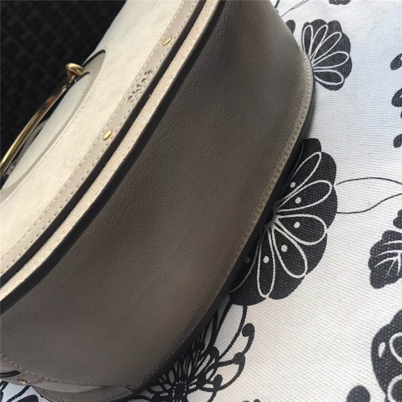 Chloe 蔻依 17新款 Pixie大號女包 牛皮拼磨砂 手提肩包 淺灰色