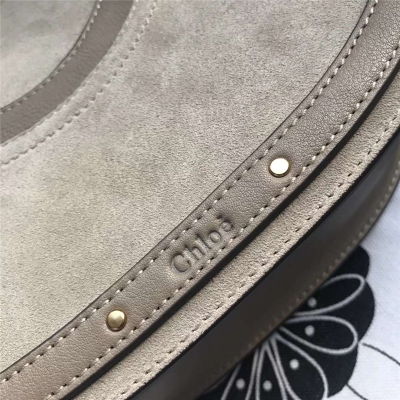 Chloe 蔻依 17新款 Pixie大號女包 牛皮拼磨砂 手提肩包 淺灰色