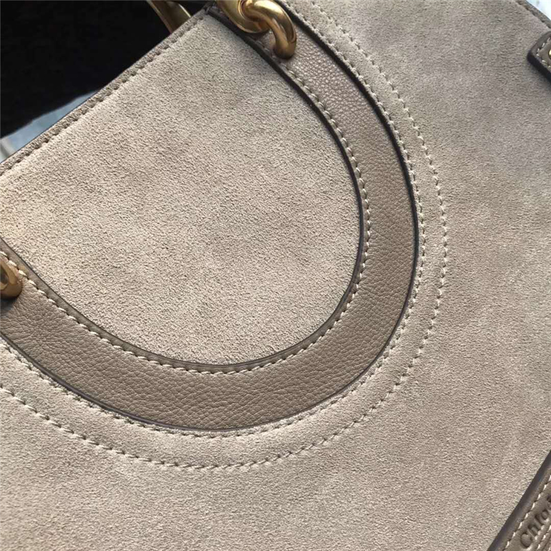 Chloe 蔻依 17新款 Pixie大號女包 牛皮拼磨砂 手提肩包 淺灰色