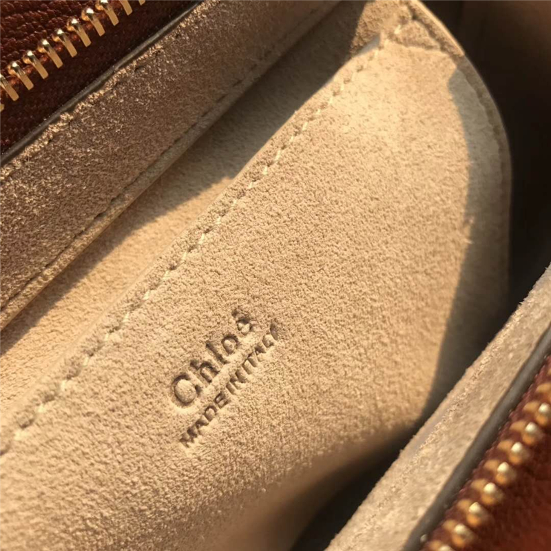 Chloe 蔻依 17秋冬 Pixie手環包 磨砂拼皮 圓形手提包 棕色