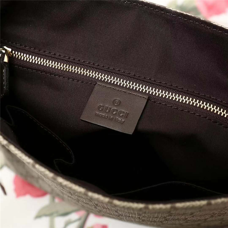 353431 GUCCI 雙G印花 真皮拼布翻蓋 女款 單肩斜跨包 啡色