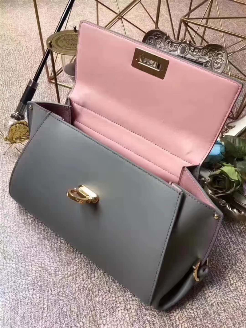 21F606 Ferragamo 菲拉格慕 大號Sofia包 金色鎖扣 手提肩包 灰色