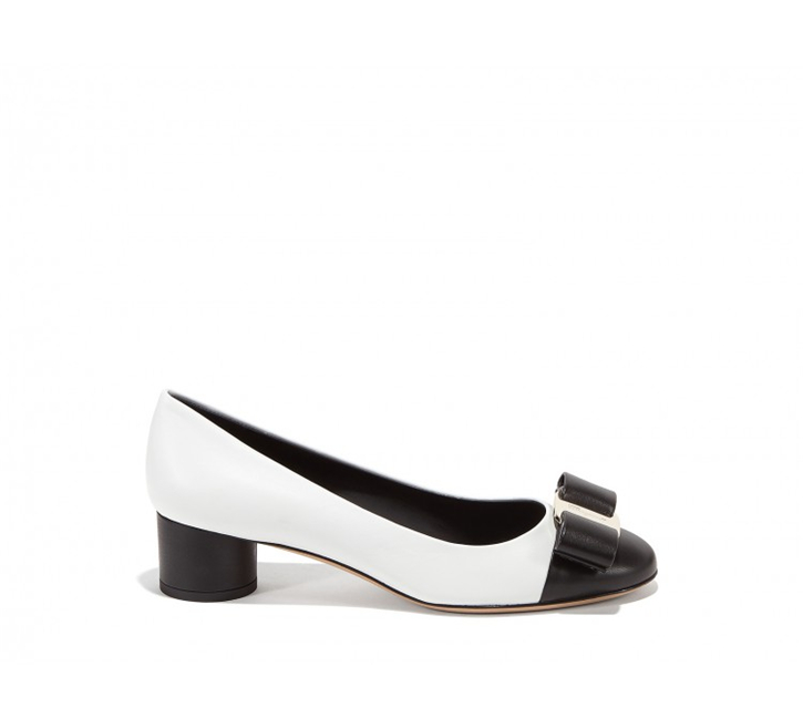 685763 Ferragamo菲拉格慕 VARA 小羊皮 蝴蝶結高跟鞋 白色