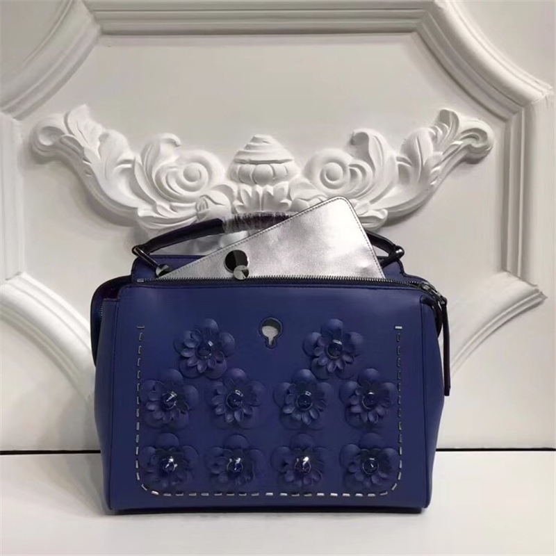 8293B FENDI女包 芬迪包包 DOTCOM系列 小牛皮手袋 內含手拿包 藍色