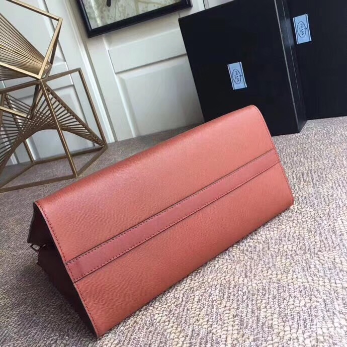 1BA102 Prada普拉達 最新款 拼色牛皮 女士手提袋 磚紅