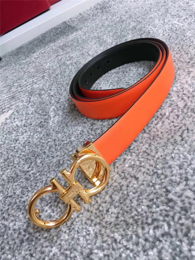 23B559 Ferragamo腰帶 Gancini標(biāo)識(shí) 雙面皮色 菲拉格慕女款腰帶 橙色