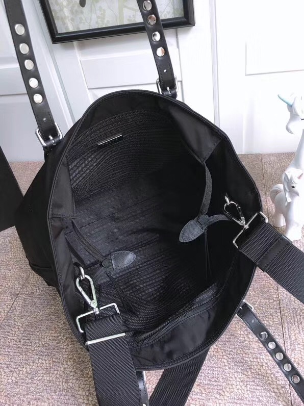 1BG212 Prada女包 鉚釘裝飾 尼龍面料 普拉達手提包 Prada單肩包 紅色