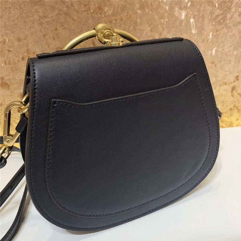 Chloe Nile IT包 進口牛皮 小號 小馬刺繡圖案 手鐲式提手 珂洛伊手袋 黑色