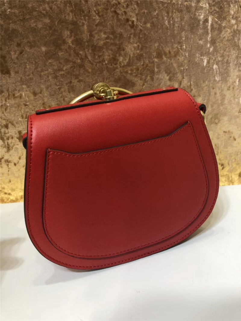 Chloe Nile IT包 進(jìn)口牛皮 小號(hào) 小馬刺繡圖案 手鐲式提手 珂洛伊手袋 紅色