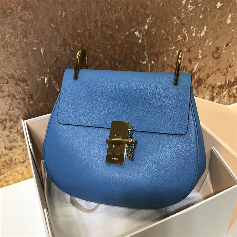 Chloe 珂洛伊 Chloe小豬包 小牛皮荔枝紋 海外原單 Chloe女包 湖藍(lán)色