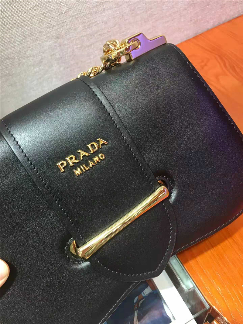 1BD184 Prada Sidonie女包 普拉達手袋 小牛皮 普拉達鏈條包 黑色