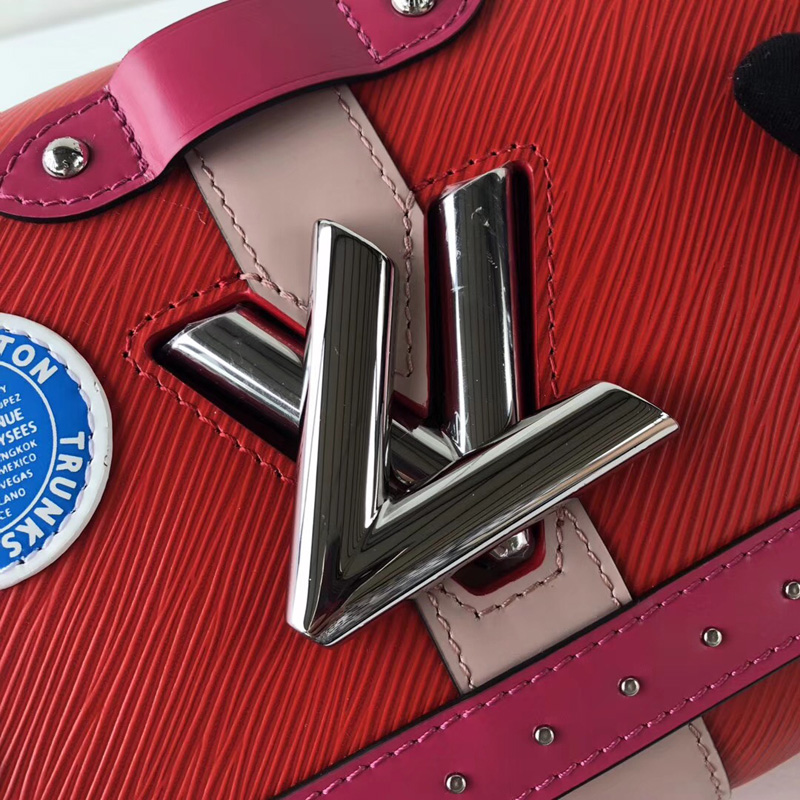 M54281 LV TWIST 中號手袋 LV掛鎖絲印圖案系列 LV女包 LV單肩包 紅色